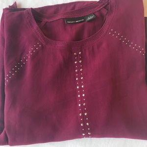 DKNY raspberry studded sweater